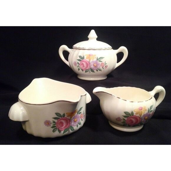 SALE 6 Pc 1940's WS GeorgeChina Serving Set in Romance White w Floral Gold Trim - Picture 2 of 12